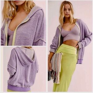 Free People Lavender Full Zip Oversized Hoodie Size XSmall